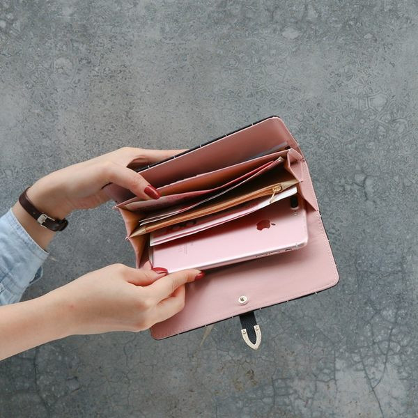 Γυναικείο πορτοφόλι με μεταλλική στερέωση - τρία χρώματα