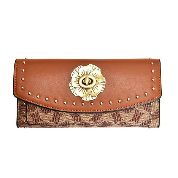 Γυναικείο πορτοφόλι με τρουξ και μεταλλικό στοιχείο