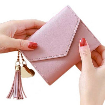 Γυναικείο έκο δερμάτινο πορτοφόλι με μενταγιόν και μεταλλικό κούμπωμα