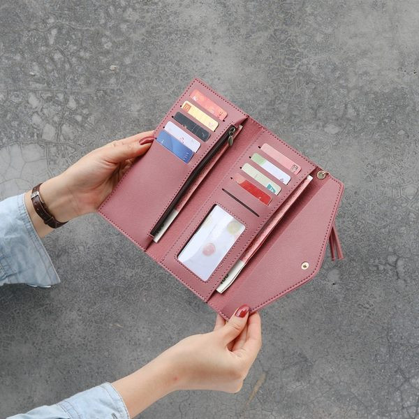 Γυναικείο έκο δερμάτινο πορτοφόλι με μεταλλικό κούμπωμα και τσέπη με κέρματα