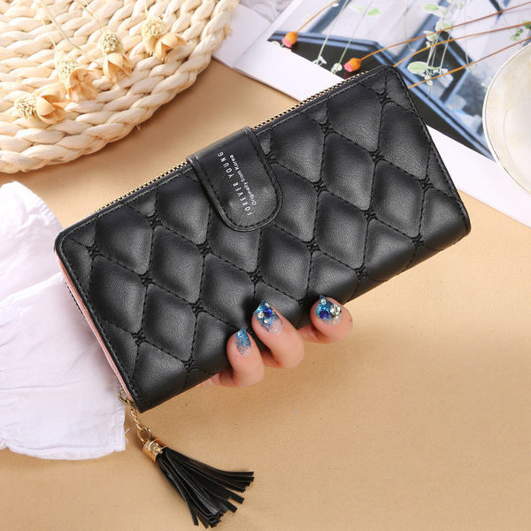 Γυναικείο πορτοφόλι με φούντα και μεταλλική στερέωση - οικολογικό δέρμα