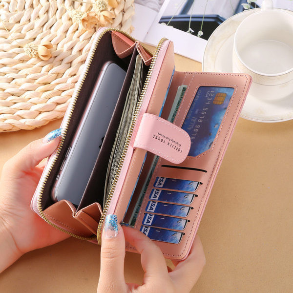 Γυναικείο πορτοφόλι με φούντα και μεταλλική στερέωση - οικολογικό δέρμα