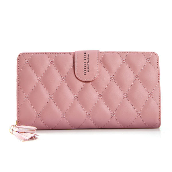 Γυναικείο πορτοφόλι με φούντα και μεταλλική στερέωση - οικολογικό δέρμα