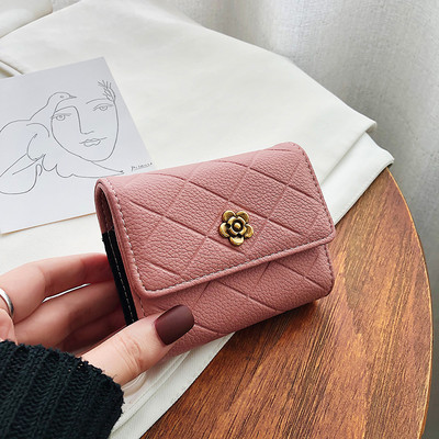 Γυναικείο έκο δερμάτινο πορτοφόλι με μεταλλικό λουλούδι