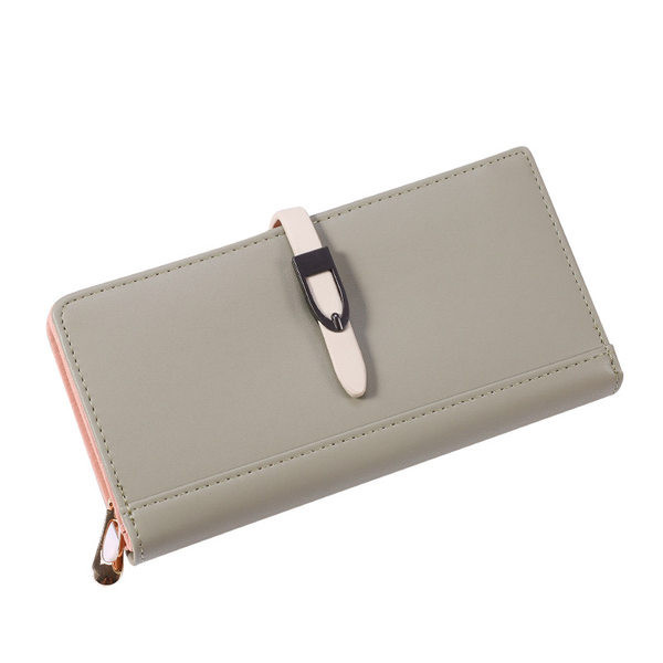 Γυναικείο πορτοφόλι μονόχρωμο  με μεταλλική στερέωση και φερμουάρ