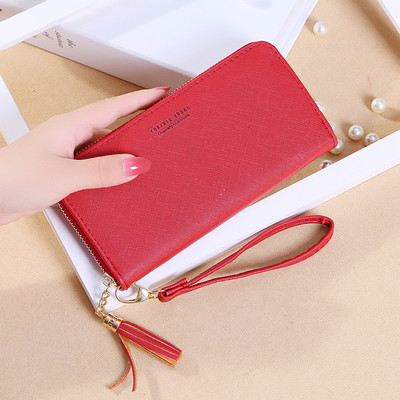 Sieviešu ādas maks ar pušķu un rāvējslēdzēja aizdari