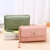 Γυναικείο έκο δερμάτινο πορτοφόλι με κορδέλα και φούντα