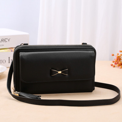 Γυναικείο έκο δερμάτινο πορτοφόλι με κορδέλα και φούντα