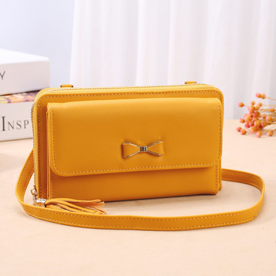 Γυναικείο έκο δερμάτινο πορτοφόλι με κορδέλα και φούντα