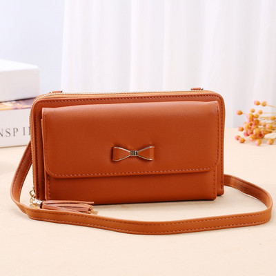 Γυναικείο έκο δερμάτινο πορτοφόλι με κορδέλα και φούντα