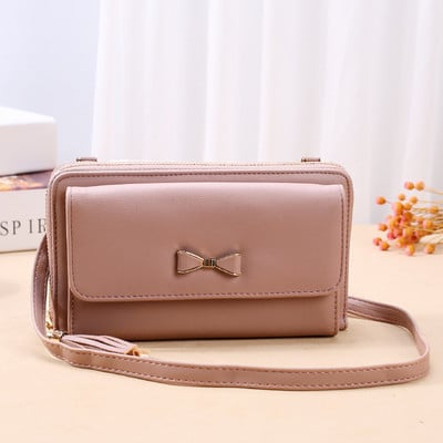 Γυναικείο έκο δερμάτινο πορτοφόλι με κορδέλα και φούντα