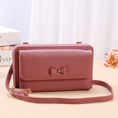 Γυναικείο έκο δερμάτινο πορτοφόλι με κορδέλα και φούντα