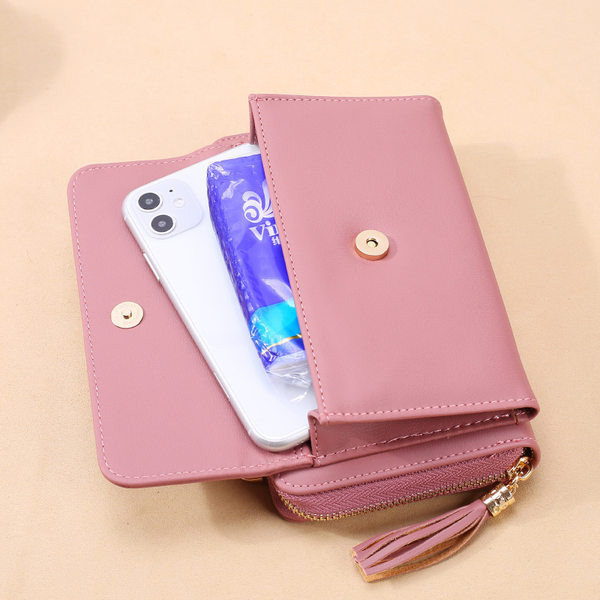 Γυναικείο έκο δερμάτινο πορτοφόλι με κορδέλα και φούντα