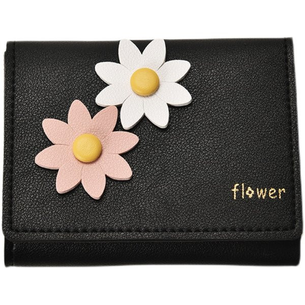 Γυναικείο πορτοφόλι με τρισδιάστατο στοιχείο και επιγραφή - οικολογικό δέρμα