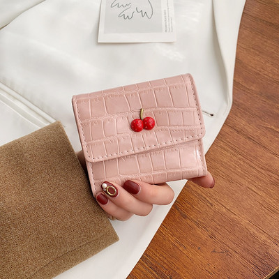 Γυναικείο πορτοφόλι με διακόσμηση κερασιάς - οικολογικό δέρμα