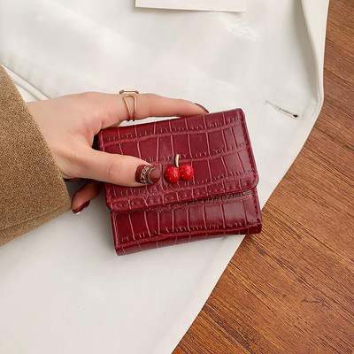 Γυναικείο πορτοφόλι με διακόσμηση κερασιάς - οικολογικό δέρμα