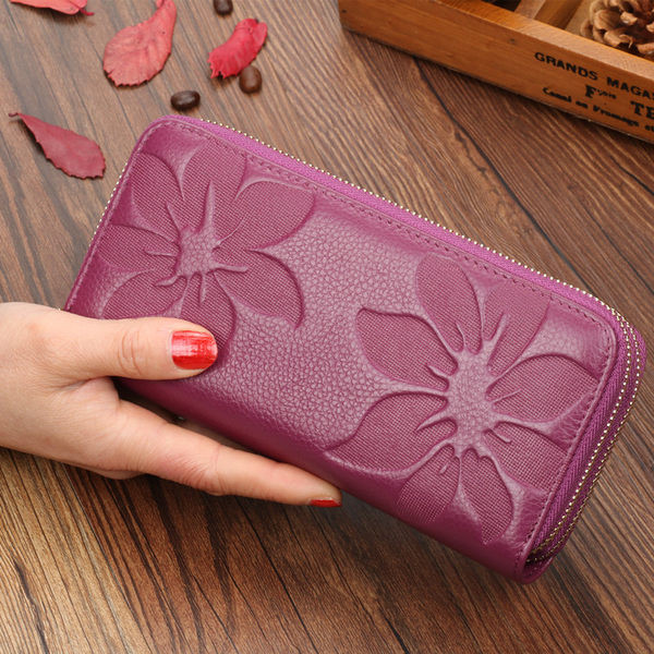 Νέο μοντέλο έκο δερμάτινο πορτοφόλι  με απλικέ λουλούδι