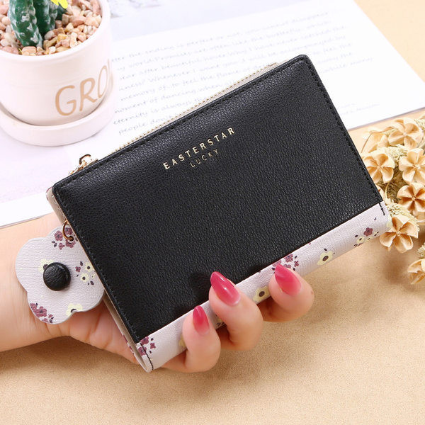 Νέο μοντέλο γυναικείο έκο δερμάτινο πορτοφόλι με μεταλλικό κούμπωμα και τσέπη με κέρματα