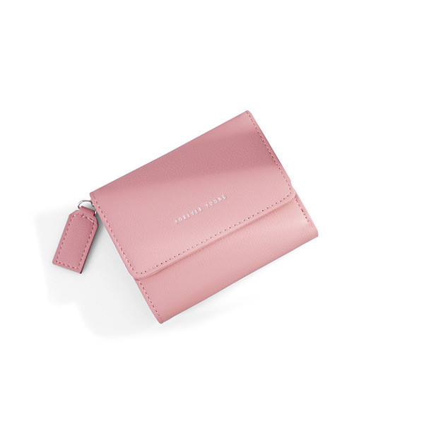 Μικρό γυναικείο πορτοφόλι με φερμουάρ και επιγραφή