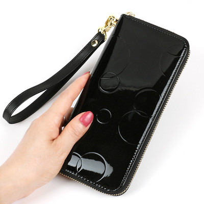 Jauna modeļa sieviešu maks ar spīdīgu efektu un rāvējslēdzēju