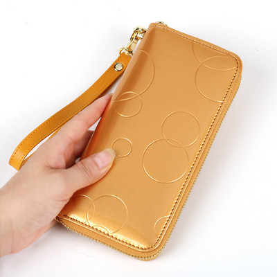 Jauna modeļa sieviešu maks ar spīdīgu efektu un rāvējslēdzēju