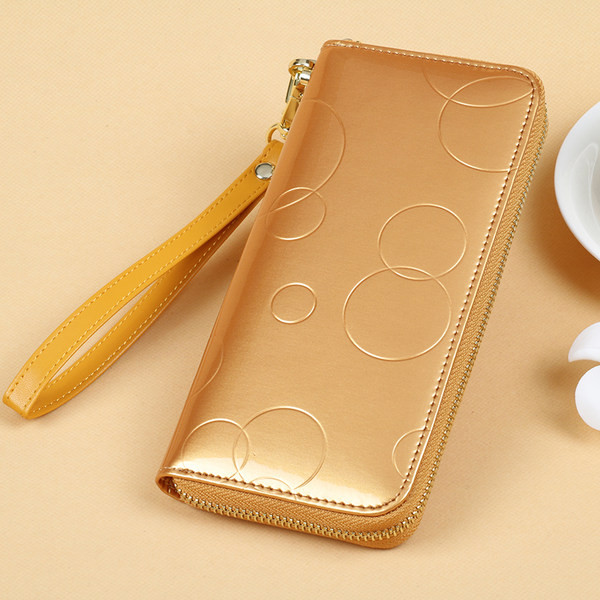 Jauna modeļa sieviešu maks ar spīdīgu efektu un rāvējslēdzēju