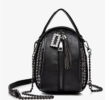 Sieviešu melna maza somiņa ar pušķi