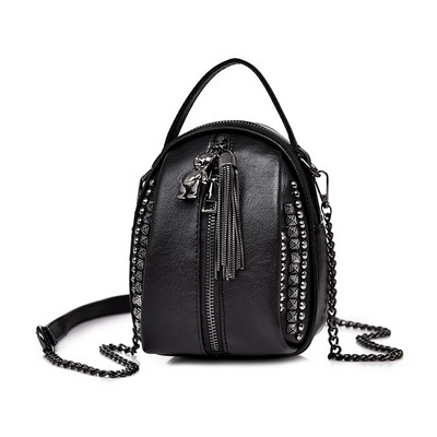 Sieviešu melna maza somiņa ar pušķi