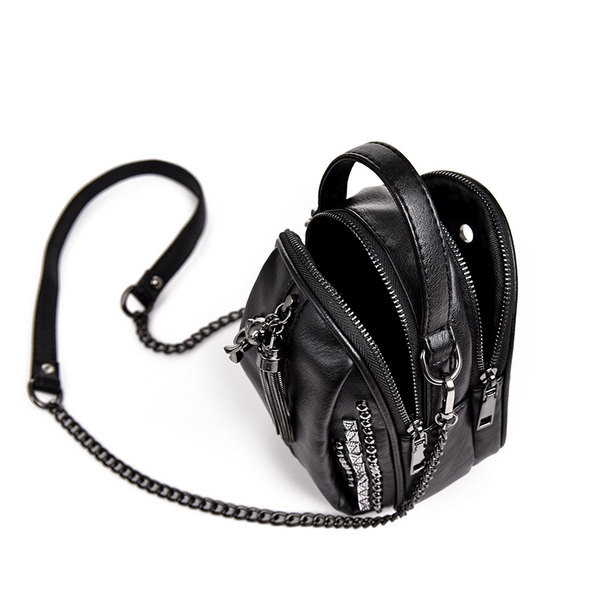 Sieviešu melna maza somiņa ar pušķi