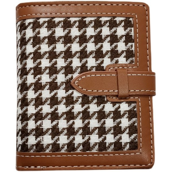 Γυναικείο καρό πορτοφόλι από οικολογικό δέρμα σε καφέ μπλε και μαύρο χρώμα