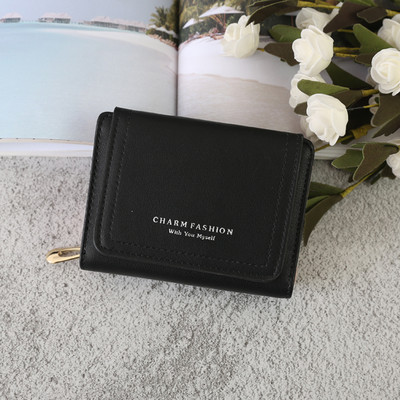 Sieviešu ādas somiņa ar rāvējslēdzēju un uzrakstu