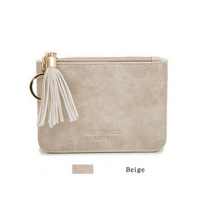 Γυναικείο έκο δερμάτινο πορτοφόλι με φούντα - φερμουάρ