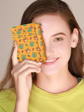 Дамски кожен портфейл с цип и апликация - няколко цвята