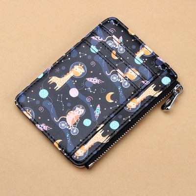 Γυναικείο έκο δερμάτινο πορτοφόλι με φερμουάρ και απλικέ - διάφορα χρώματα