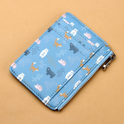 Γυναικείο έκο δερμάτινο πορτοφόλι με φερμουάρ και απλικέ - διάφορα χρώματα