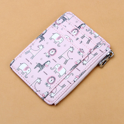 Γυναικείο έκο δερμάτινο πορτοφόλι με φερμουάρ και απλικέ - διάφορα χρώματα