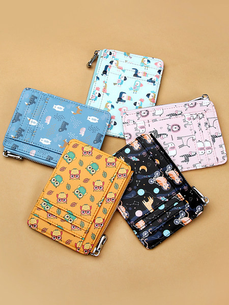 Γυναικείο έκο δερμάτινο πορτοφόλι με φερμουάρ και απλικέ - διάφορα χρώματα