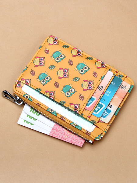 Γυναικείο έκο δερμάτινο πορτοφόλι με φερμουάρ και απλικέ - διάφορα χρώματα