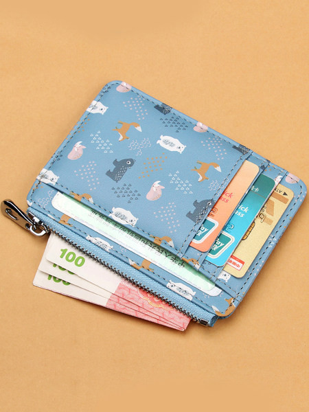 Γυναικείο έκο δερμάτινο πορτοφόλι με φερμουάρ και απλικέ - διάφορα χρώματα