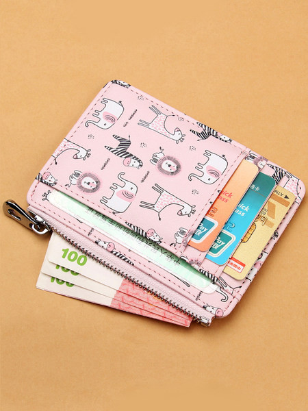 Γυναικείο έκο δερμάτινο πορτοφόλι με φερμουάρ και απλικέ - διάφορα χρώματα