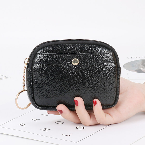 Sieviešu mazs ādas maciņš ar rāvējslēdzēju