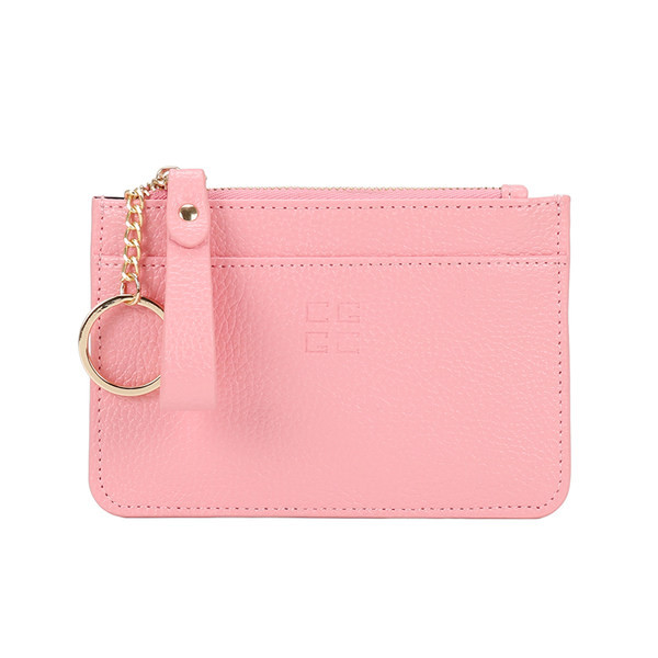 Γυναικείο έκο δερμάτινο πορτοφόλι με φερμουάρ και μενταγιόν