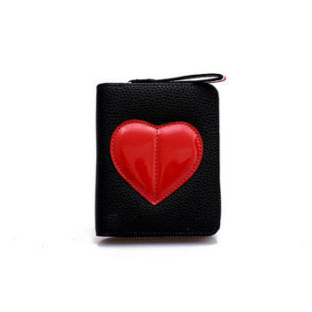 Дамски портфейл с апликация сърце и цип