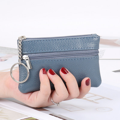 Μοντέρνο έκο δερμάτινο πορτοφόλι με μενταγιόν και φερμουάρ