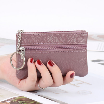 Μοντέρνο έκο δερμάτινο πορτοφόλι με μενταγιόν και φερμουάρ