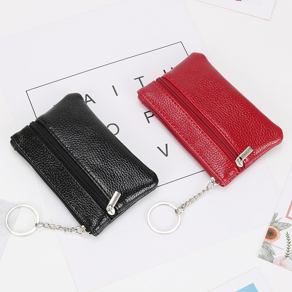 Μοντέρνο έκο δερμάτινο πορτοφόλι με μενταγιόν και φερμουάρ