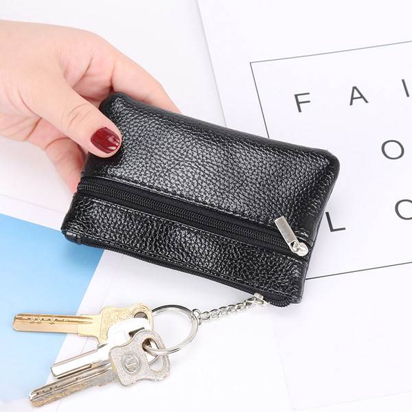 Μοντέρνο έκο δερμάτινο πορτοφόλι με μενταγιόν και φερμουάρ