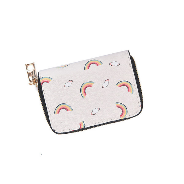 Portofel de dama cu fermoar si aplicatie colorata