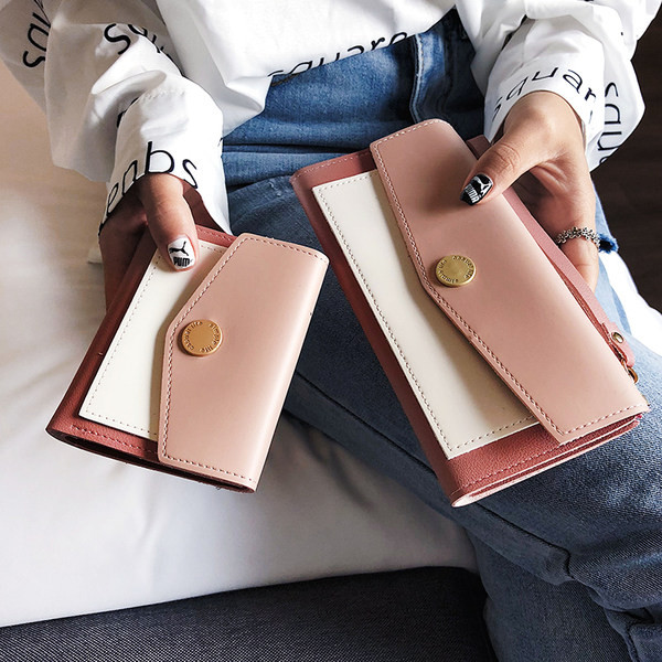 Γυναικείο έκο δερμάτινο πορτοφόλι με μεταλλική στερέωση - δύο μοντέλα 