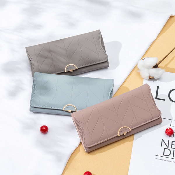 Μεγάλο γυναικείο έκο δερμάτινο πορτοφόλι σε διάφορα χρώματα